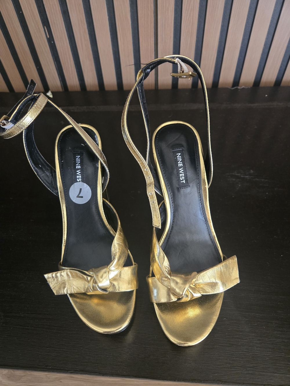 Nine West Gold Metallic Knot Front Slingback Sandals